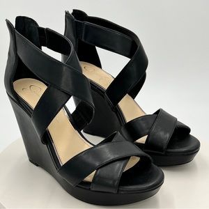 Jessica Simpson Black Sandal Wedges. Great condition Size 8.5